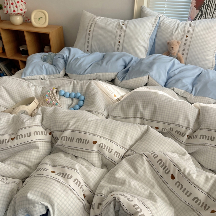 91家纺网 家纺一手货源 找家纺 星禾优选 2025新款A类仿棉四件套古法水洗棉小清新印花四件套单被套系列(提供买家秀) 浅眠