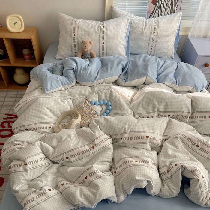 91家纺网 家纺一手货源 找家纺 星禾优选 2025新款A类仿棉四件套古法水洗棉小清新印花四件套单被套系列(提供买家秀) 浅眠