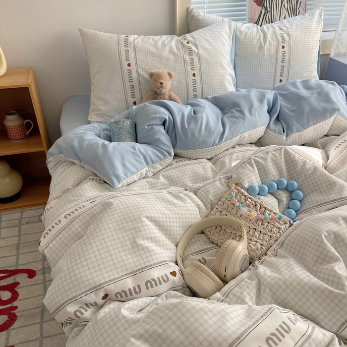 91家纺网 家纺一手货源 找家纺 星禾优选 2025新款A类仿棉四件套古法水洗棉小清新印花四件套单被套系列(提供买家秀) 浅眠