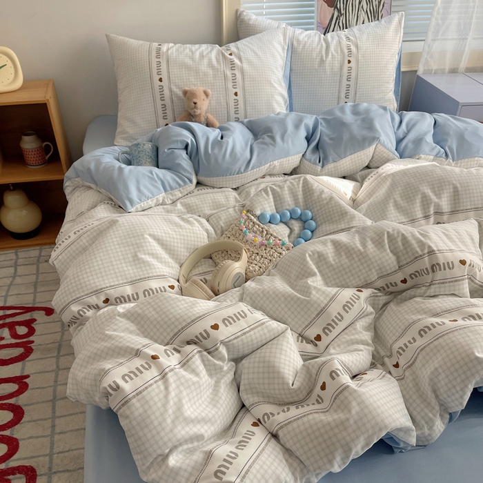 91家纺网 家纺一手货源 找家纺 星禾优选 2025新款A类仿棉四件套古法水洗棉小清新印花四件套单被套系列(提供买家秀) 浅眠