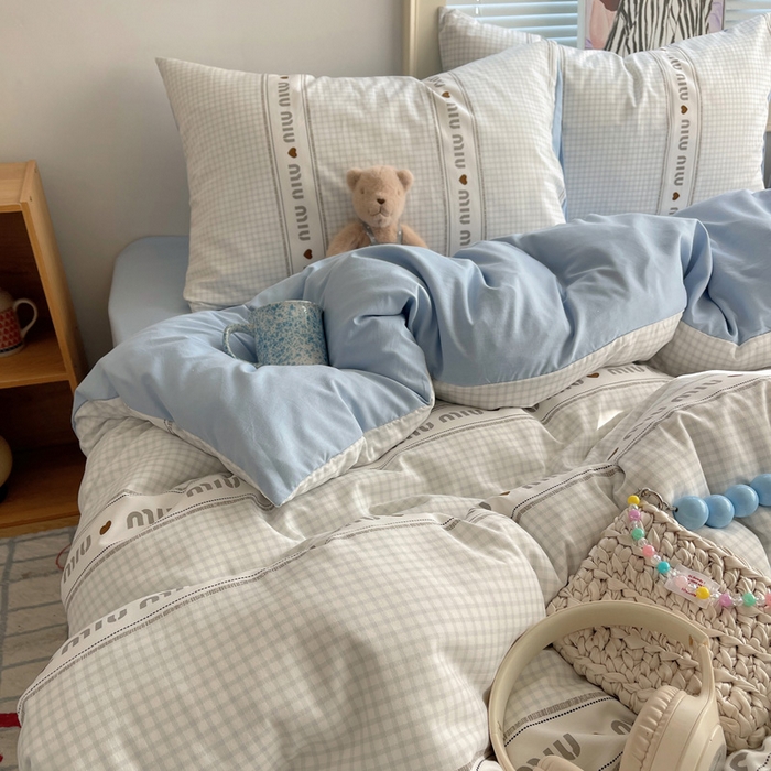 91家纺网 家纺一手货源 找家纺 星禾优选 2025新款A类仿棉四件套古法水洗棉小清新印花四件套单被套系列(提供买家秀) 浅眠