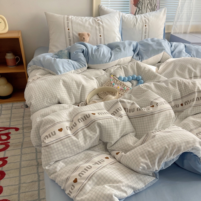 91家纺网 家纺一手货源 找家纺 星禾优选 2025新款A类仿棉四件套古法水洗棉小清新印花四件套单被套系列(提供买家秀) 浅眠