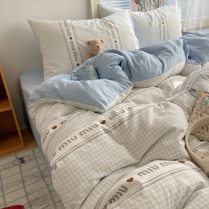 91家纺网 家纺一手货源 找家纺 星禾优选 2025新款A类仿棉四件套古法水洗棉小清新印花四件套单被套系列(提供买家秀) 浅眠