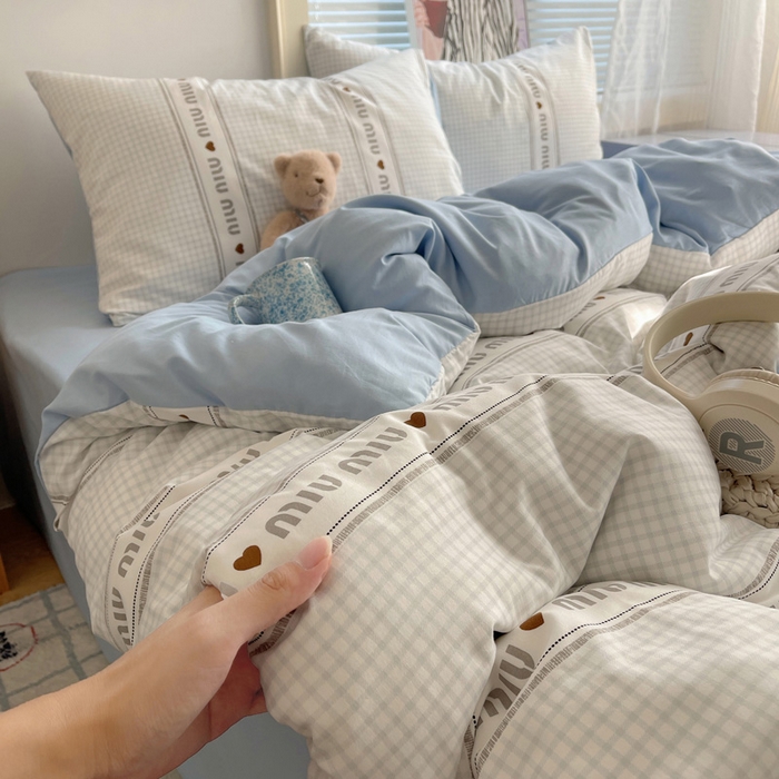 91家纺网 家纺一手货源 找家纺 星禾优选 2025新款A类仿棉四件套古法水洗棉小清新印花四件套单被套系列(提供买家秀) 浅眠