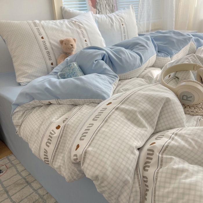 91家纺网 家纺一手货源 找家纺 星禾优选 2025新款A类仿棉四件套古法水洗棉小清新印花四件套单被套系列(提供买家秀) 浅眠