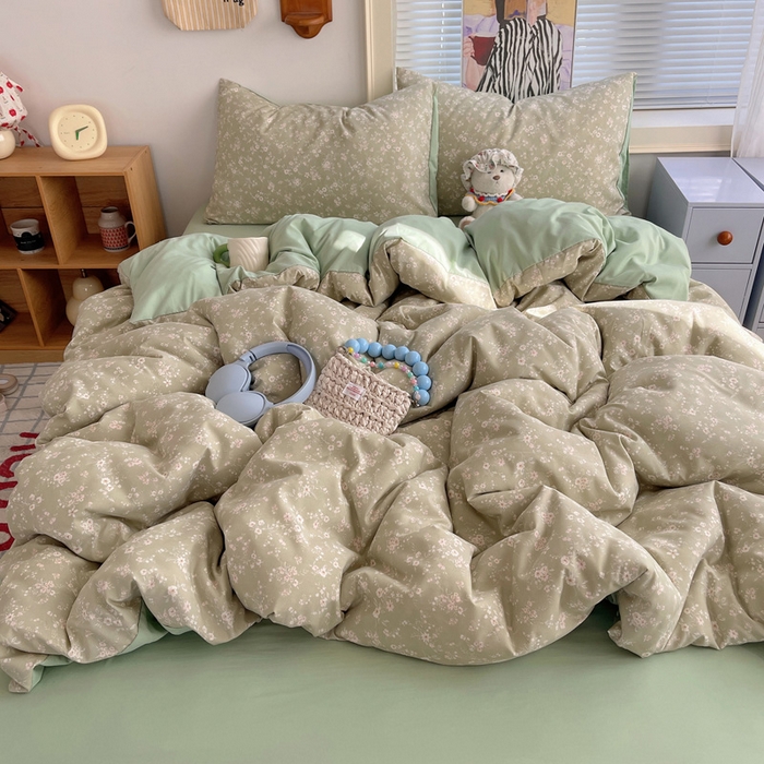 星禾优选 2025新款A类仿棉四件套古法水洗棉小清新印花四件套单被套系列(提供买家秀) 锁清秋