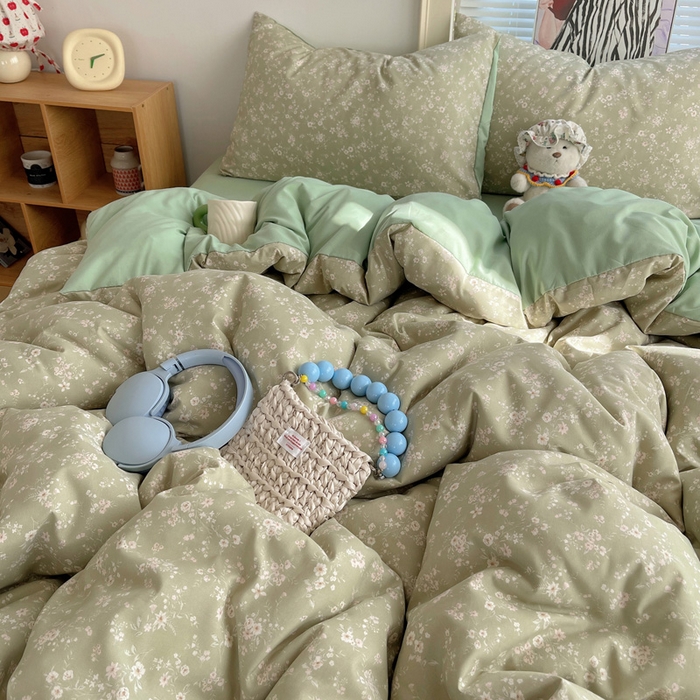 91家纺网 家纺一手货源 找家纺 星禾优选 2025新款A类仿棉四件套古法水洗棉小清新印花四件套单被套系列(提供买家秀) 锁清秋