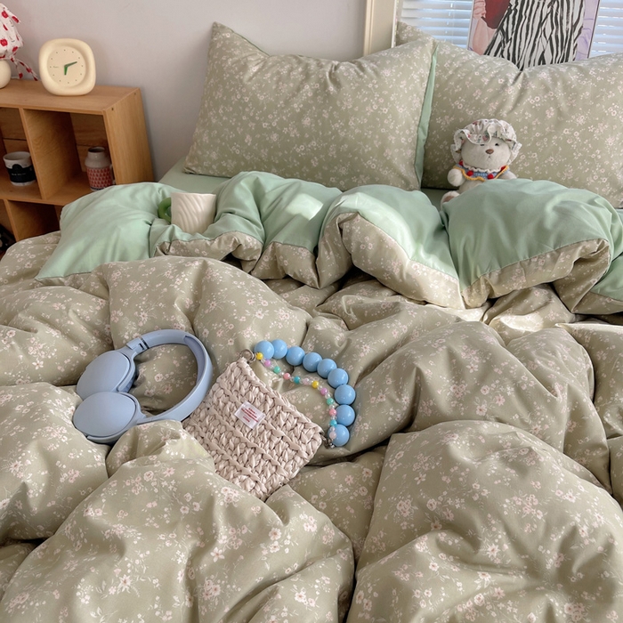 91家纺网 家纺一手货源 找家纺 星禾优选 2025新款A类仿棉四件套古法水洗棉小清新印花四件套单被套系列(提供买家秀) 锁清秋