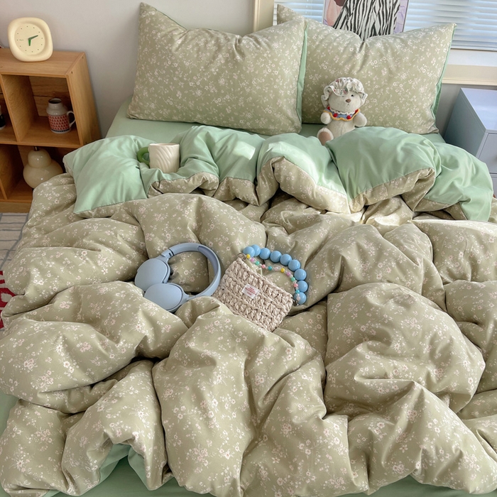 91家纺网 家纺一手货源 找家纺 星禾优选 2025新款A类仿棉四件套古法水洗棉小清新印花四件套单被套系列(提供买家秀) 锁清秋