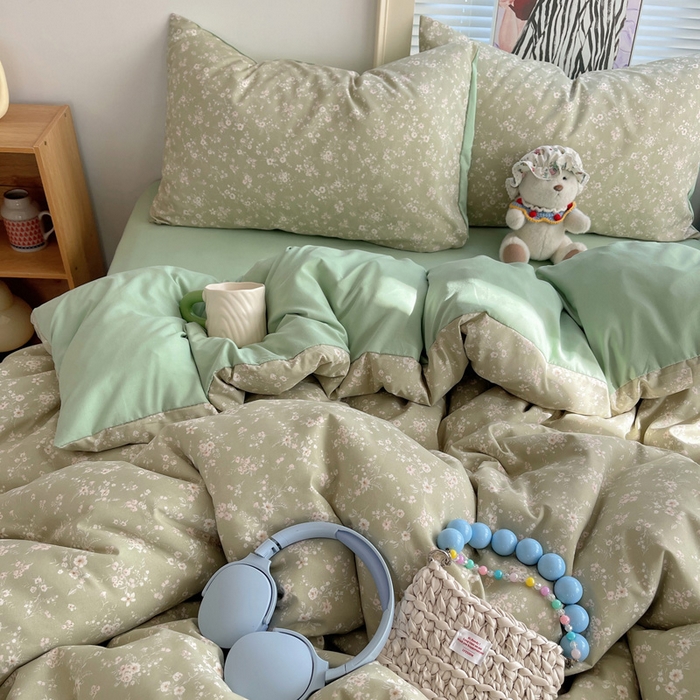 91家纺网 家纺一手货源 找家纺 星禾优选 2025新款A类仿棉四件套古法水洗棉小清新印花四件套单被套系列(提供买家秀) 锁清秋