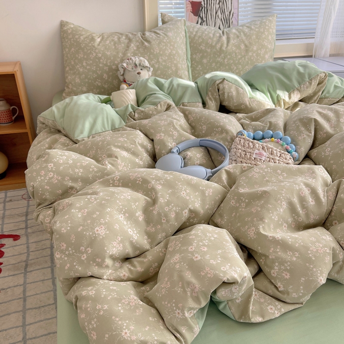 91家纺网 家纺一手货源 找家纺 星禾优选 2025新款A类仿棉四件套古法水洗棉小清新印花四件套单被套系列(提供买家秀) 锁清秋