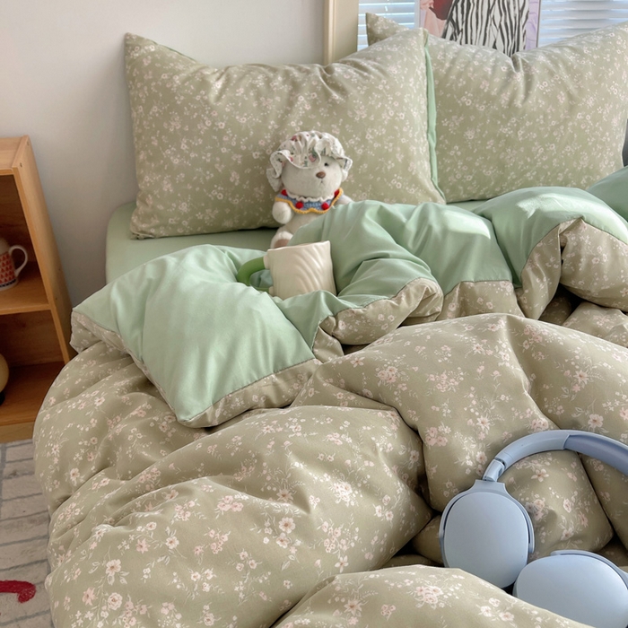 91家纺网 家纺一手货源 找家纺 星禾优选 2025新款A类仿棉四件套古法水洗棉小清新印花四件套单被套系列(提供买家秀) 锁清秋