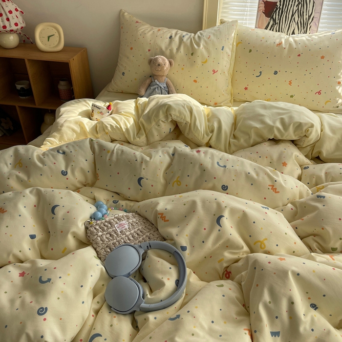 91家纺网 家纺一手货源 找家纺 星禾优选 2025新款A类仿棉四件套古法水洗棉小清新印花四件套单被套系列(提供买家秀) 小芝士