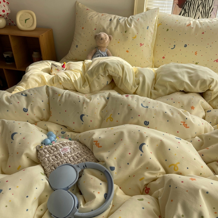 91家纺网 家纺一手货源 找家纺 星禾优选 2025新款A类仿棉四件套古法水洗棉小清新印花四件套单被套系列(提供买家秀) 小芝士