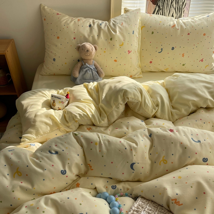 91家纺网 家纺一手货源 找家纺 星禾优选 2025新款A类仿棉四件套古法水洗棉小清新印花四件套单被套系列(提供买家秀) 小芝士