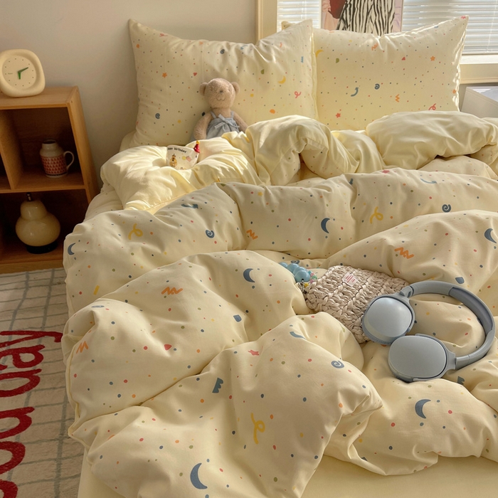 91家纺网 家纺一手货源 找家纺 星禾优选 2025新款A类仿棉四件套古法水洗棉小清新印花四件套单被套系列(提供买家秀) 小芝士