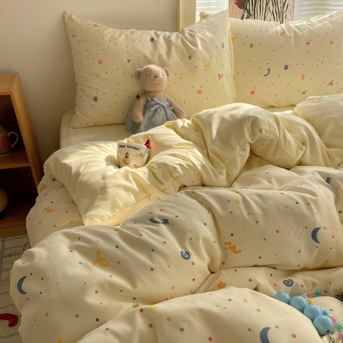 91家纺网 家纺一手货源 找家纺 星禾优选 2025新款A类仿棉四件套古法水洗棉小清新印花四件套单被套系列(提供买家秀) 小芝士