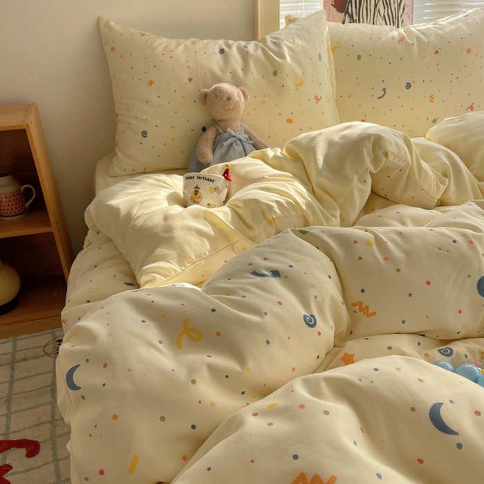 91家纺网 家纺一手货源 找家纺 星禾优选 2025新款A类仿棉四件套古法水洗棉小清新印花四件套单被套系列(提供买家秀) 小芝士