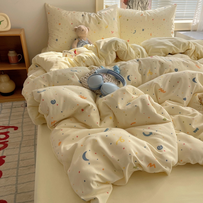 91家纺网 家纺一手货源 找家纺 星禾优选 2025新款A类仿棉四件套古法水洗棉小清新印花四件套单被套系列(提供买家秀) 小芝士