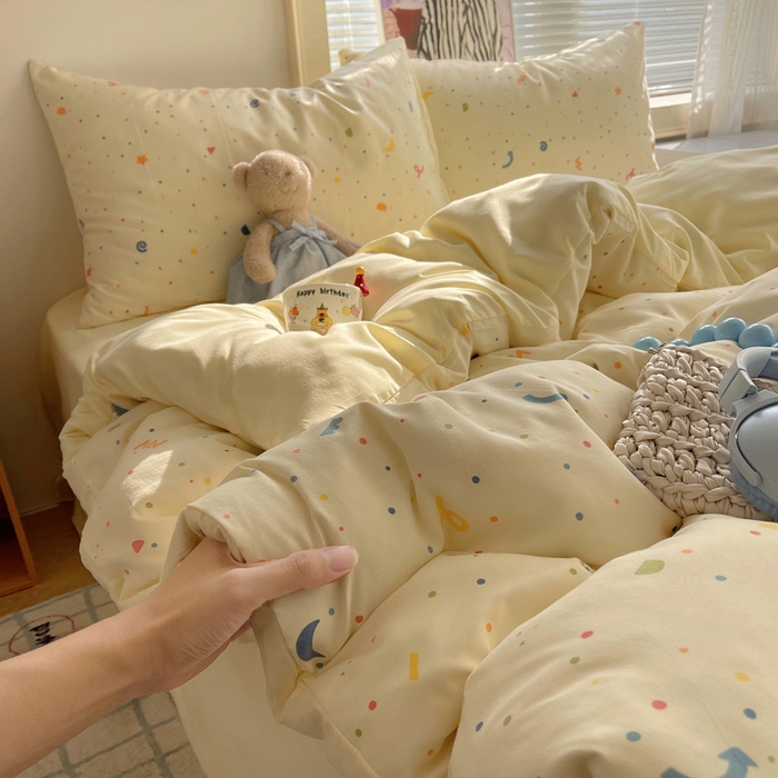 91家纺网 家纺一手货源 找家纺 星禾优选 2025新款A类仿棉四件套古法水洗棉小清新印花四件套单被套系列(提供买家秀) 小芝士