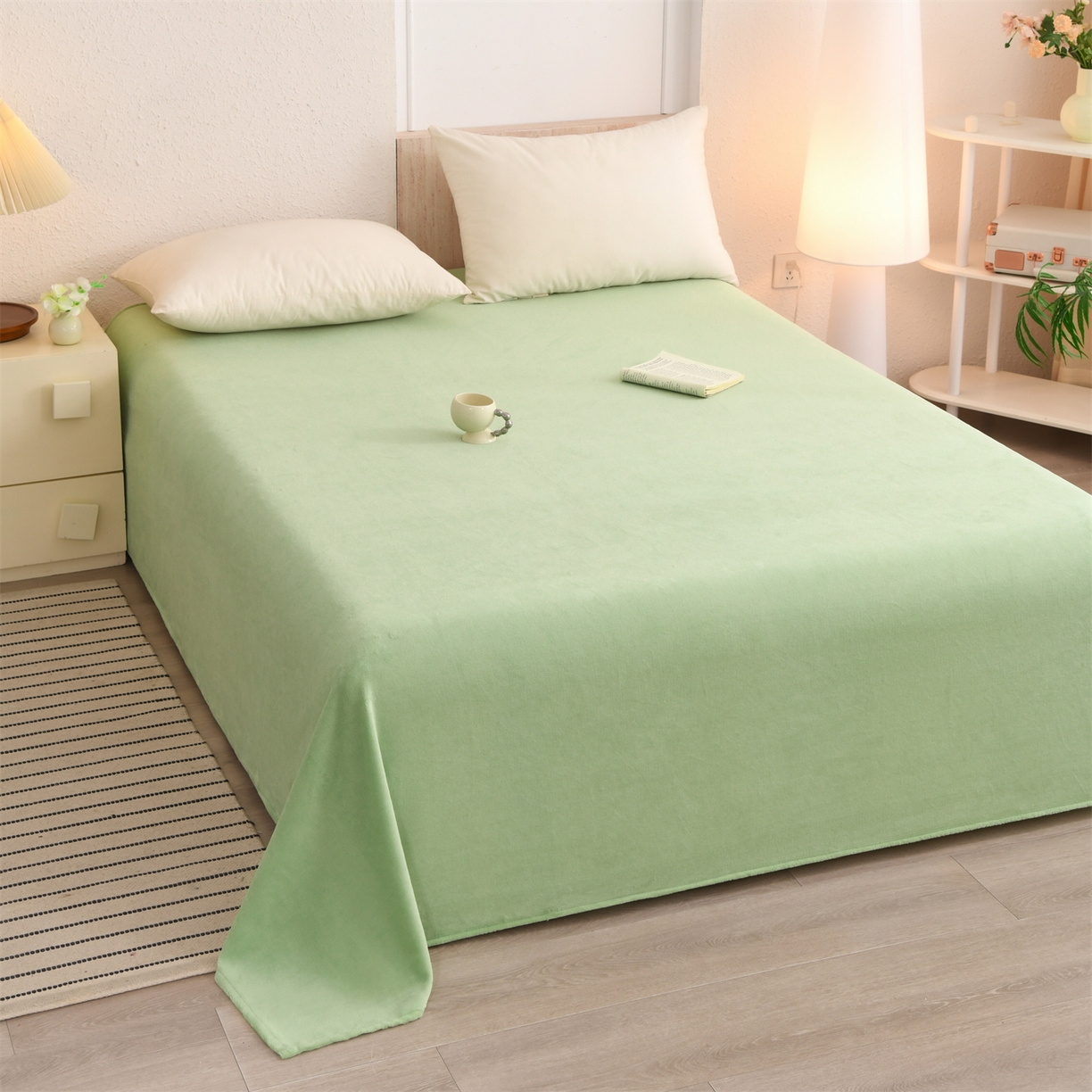 91家纺网 家纺一手货源 找家纺 （总）瑶瑶家居 2025年新款简约纯色牛奶绒单床单床单单件单品床单