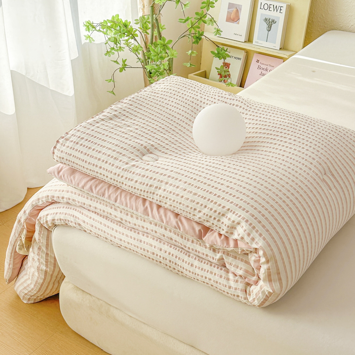 91家纺网 家纺一手货源 找家纺 尊妙被业 2025新款新疆棉花被冬被春秋被被子被芯-良品色织彩条款 良品色织-彩条粉