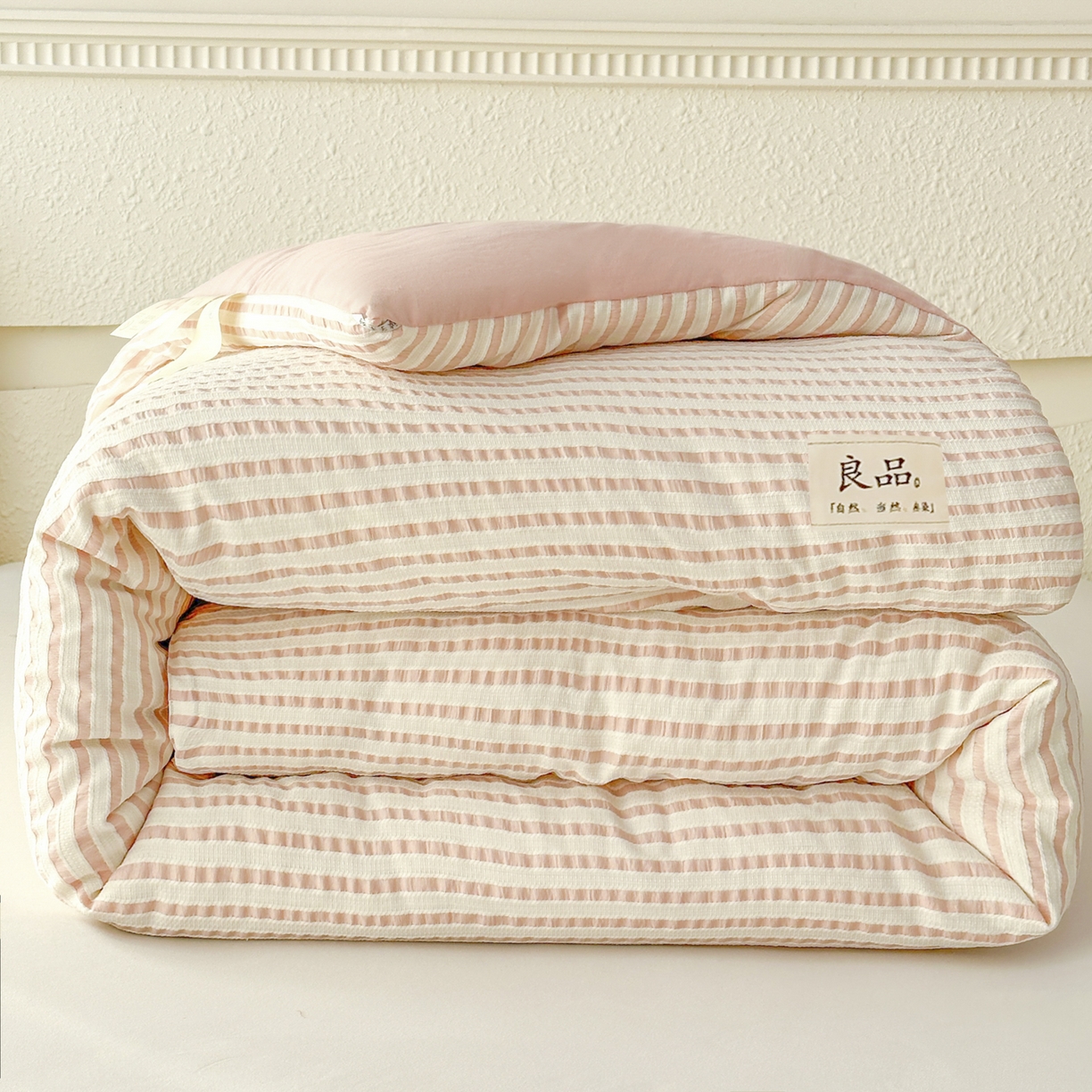 91家纺网 家纺一手货源 找家纺 尊妙被业 2025新款新疆棉花被冬被春秋被被子被芯-良品色织彩条款 良品色织-彩条粉