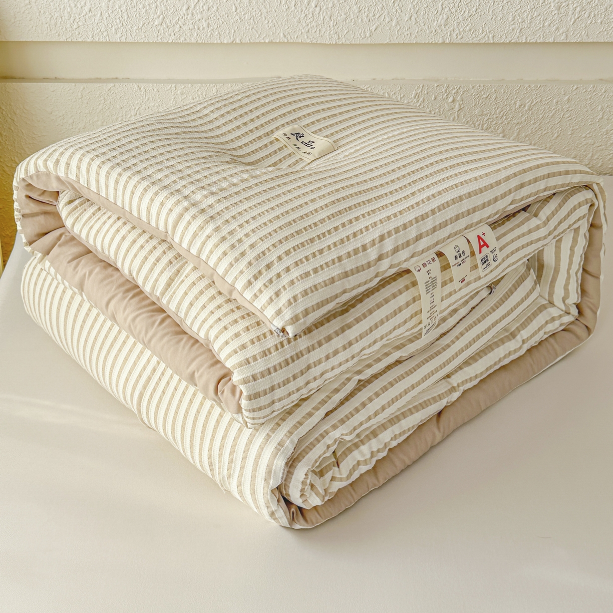 91家纺网 家纺一手货源 找家纺 尊妙被业 2025新款新疆棉花被冬被春秋被被子被芯-良品色织彩条款 良品色织-彩条棕