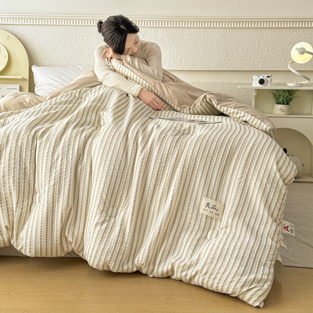 91家纺网 家纺一手货源 找家纺 尊妙被业 2025新款新疆棉花被冬被春秋被被子被芯-良品色织彩条款 良品色织-彩条棕