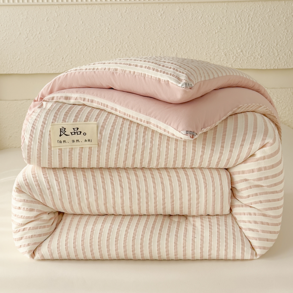 91家纺网 家纺一手货源 找家纺 尊妙被业 2025新款新疆棉花被冬被春秋被被子被芯-良品色织彩条款 良品色织-彩条粉