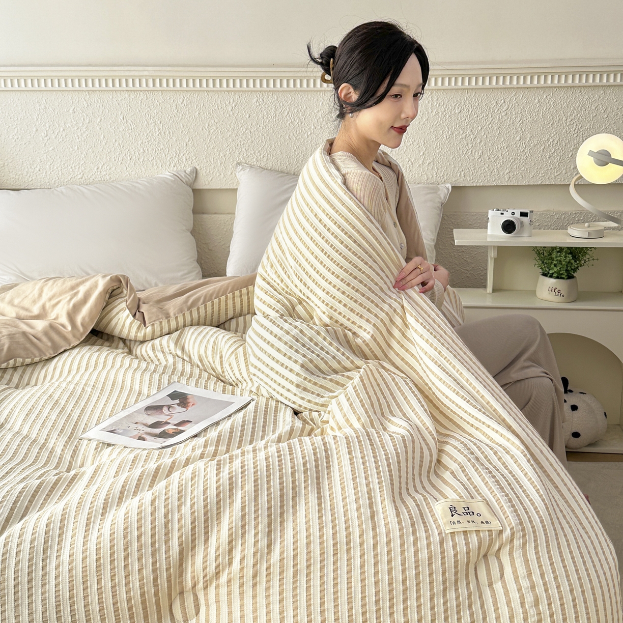 91家纺网 家纺一手货源 找家纺 尊妙被业 2025新款新疆棉花被冬被春秋被被子被芯-良品色织彩条款 良品色织-彩条棕