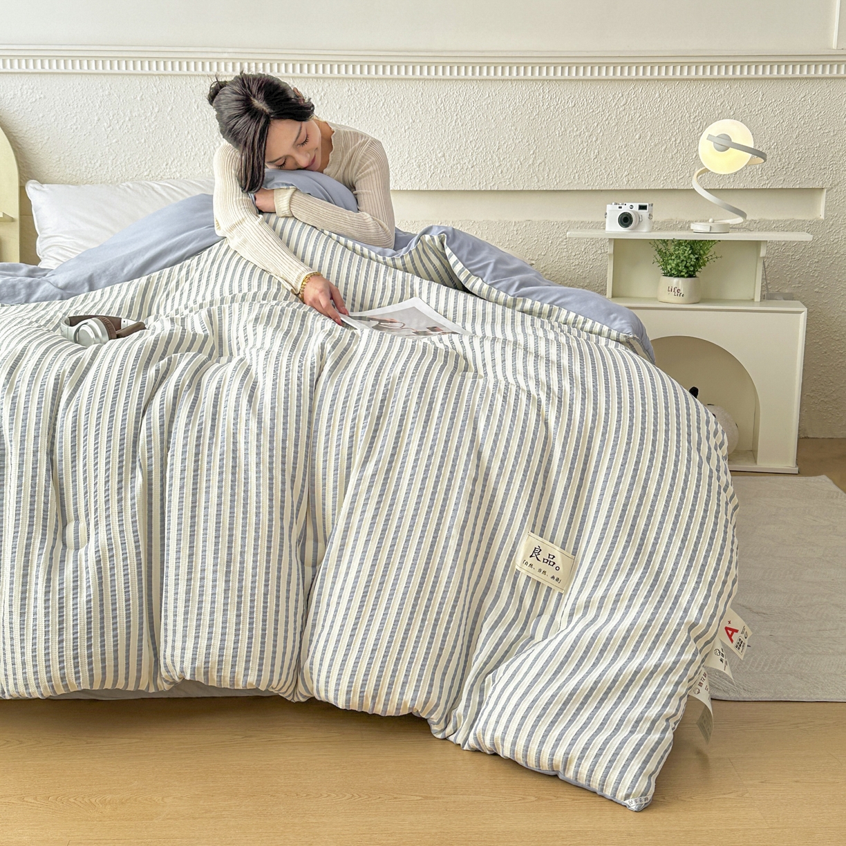 91家纺网 家纺一手货源 找家纺 尊妙被业 2025新款新疆棉花被冬被春秋被被子被芯-良品色织彩条款 良品色织-彩条兰