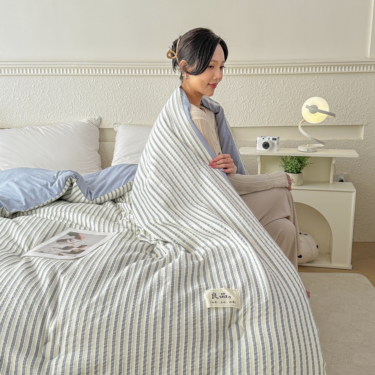 91家纺网 家纺一手货源 找家纺 尊妙被业 2025新款新疆棉花被冬被春秋被被子被芯-良品色织彩条款 良品色织-彩条兰