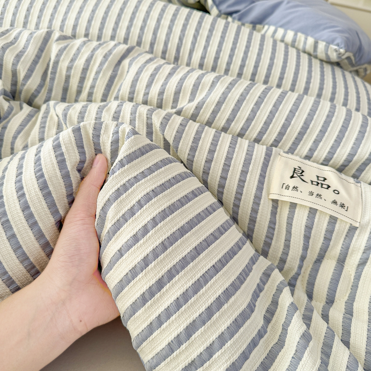 91家纺网 家纺一手货源 找家纺 尊妙被业 2025新款新疆棉花被冬被春秋被被子被芯-良品色织彩条款 良品色织-彩条兰