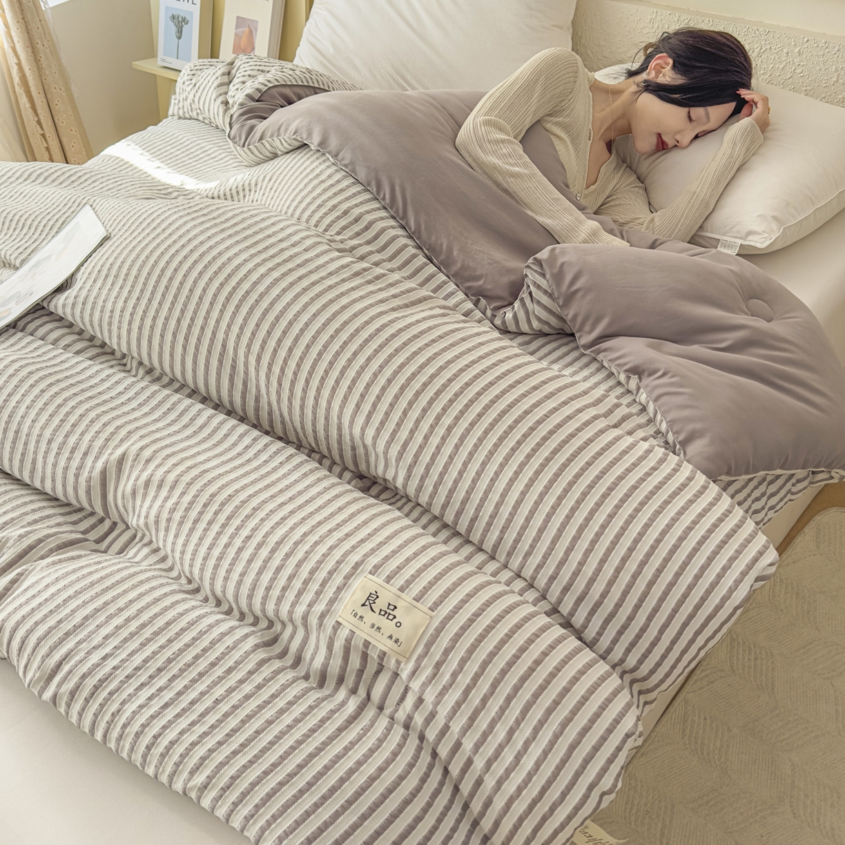 91家纺网 家纺一手货源 找家纺 尊妙被业 2025新款新疆棉花被冬被春秋被被子被芯-良品色织彩条款 良品色织-彩条卡