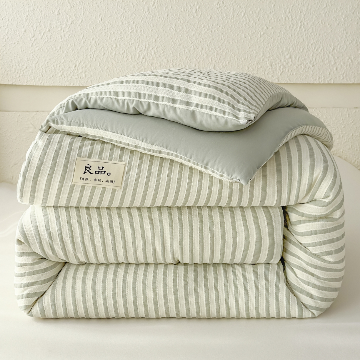 91家纺网 家纺一手货源 找家纺 尊妙被业 2025新款新疆棉花被冬被春秋被被子被芯-良品色织彩条款 良品色织-彩条绿