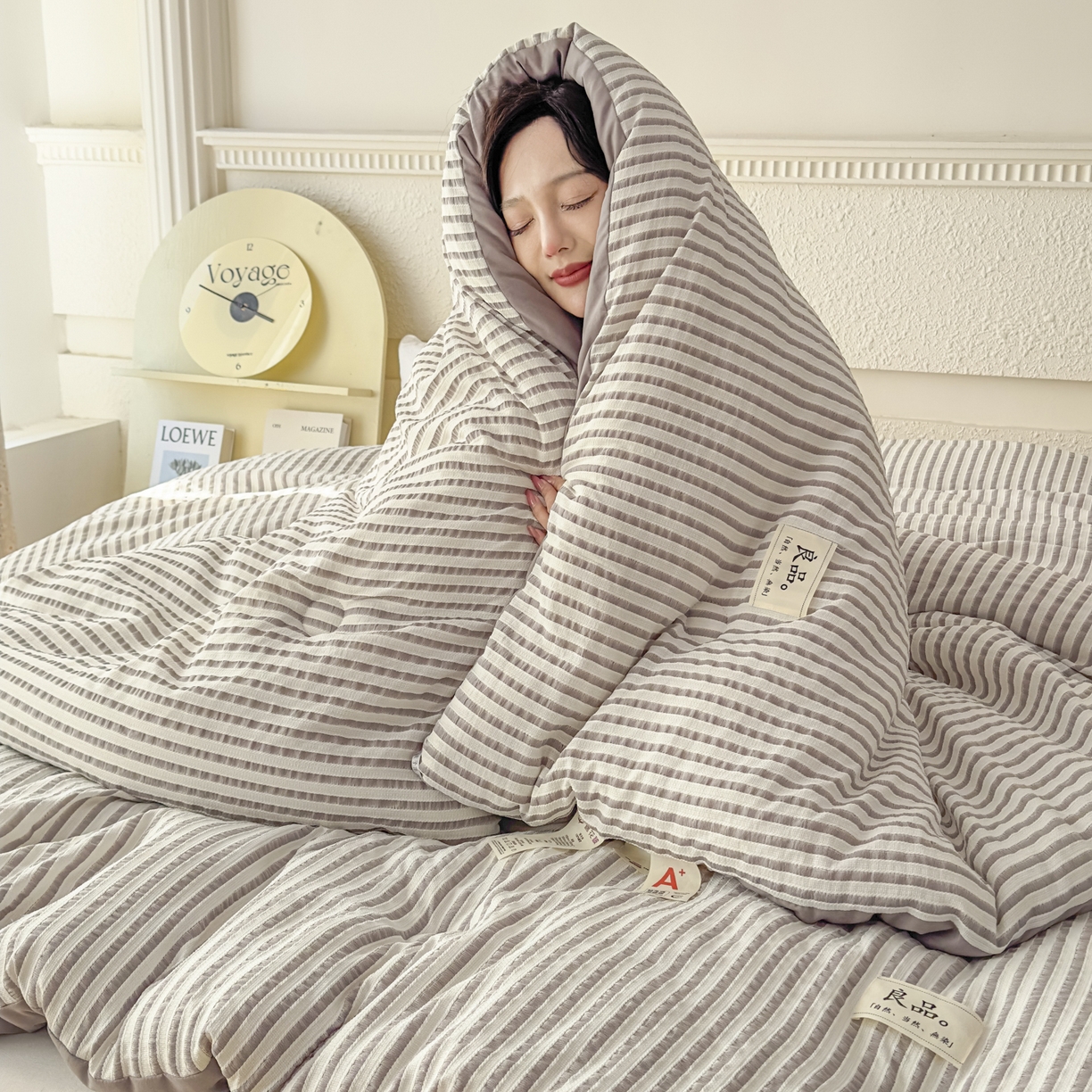 91家纺网 家纺一手货源 找家纺 尊妙被业 2025新款新疆棉花被冬被春秋被被子被芯-良品色织彩条款 良品色织-彩条卡