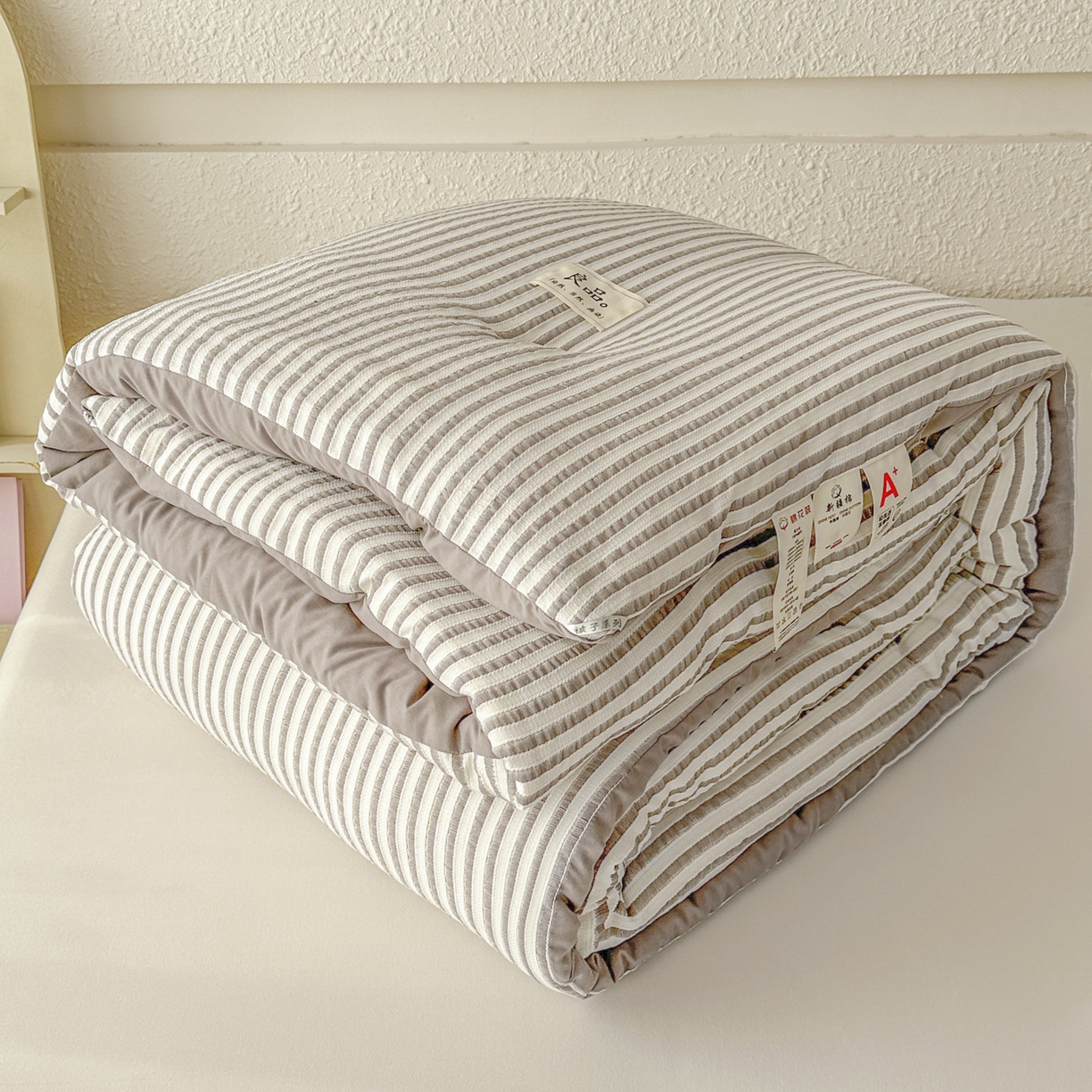 91家纺网 家纺一手货源 找家纺 尊妙被业 2025新款新疆棉花被冬被春秋被被子被芯-良品色织彩条款 良品色织-彩条卡