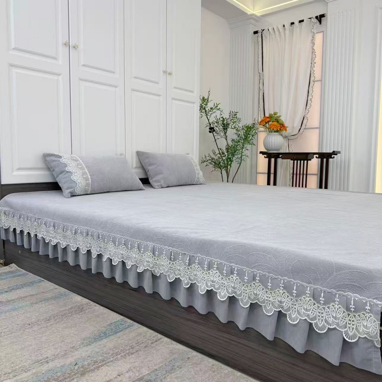 91家纺网 家纺一手货源 找家纺 （总）峻杨 2025新款高密度雪尼尔防滑加厚大尺寸床盖柔软亲肤榻榻米床盖炕盖-幽幽凤竹