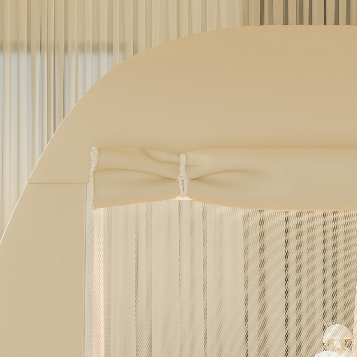 91家纺网 家纺一手货源 找家纺 海虹蚊帐 2025新款免安装保暖遮光钢丝蚊帐 米色加厚全底