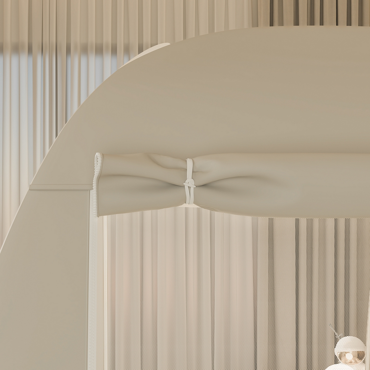 91家纺网 家纺一手货源 找家纺 海虹蚊帐 2025新款免安装保暖遮光钢丝蚊帐 浅米咖加厚全底