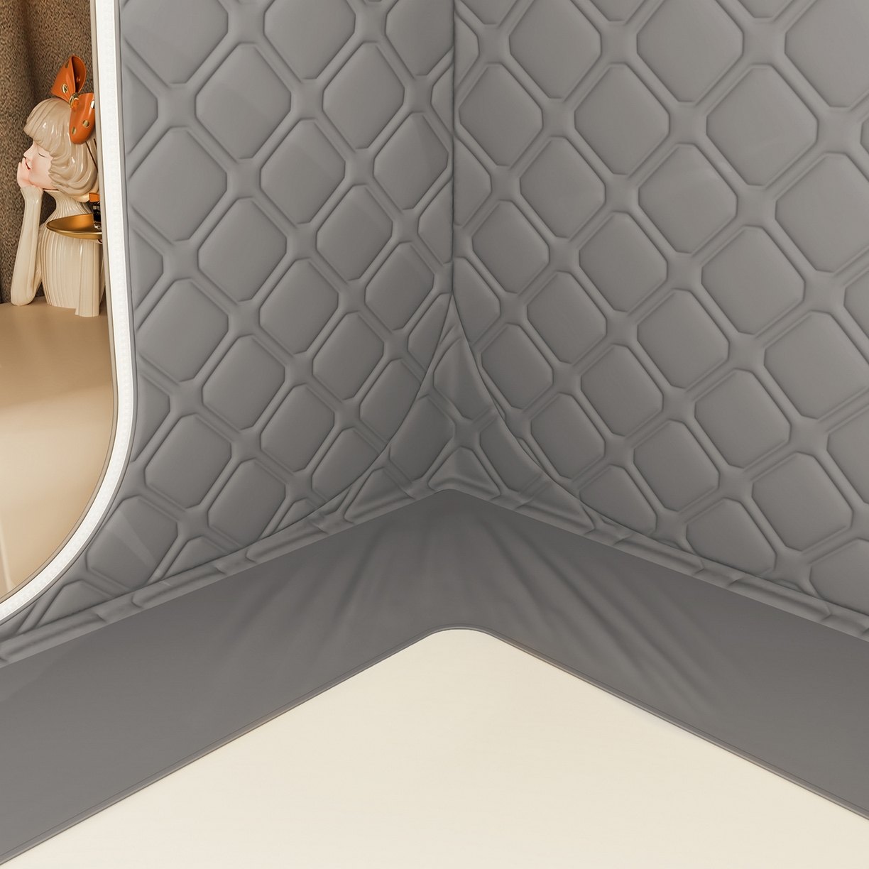 91家纺网 家纺一手货源 找家纺 海虹蚊帐 2025新款免安装保暖遮光钢丝蚊帐 浅灰夹棉特厚回底