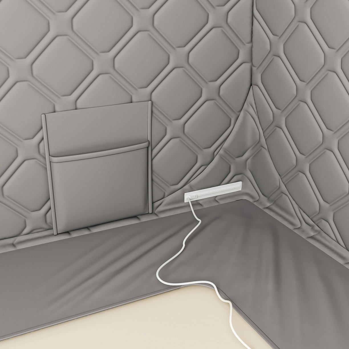 91家纺网 家纺一手货源 找家纺 海虹蚊帐 2025新款免安装保暖遮光钢丝蚊帐 浅灰夹棉特厚回底