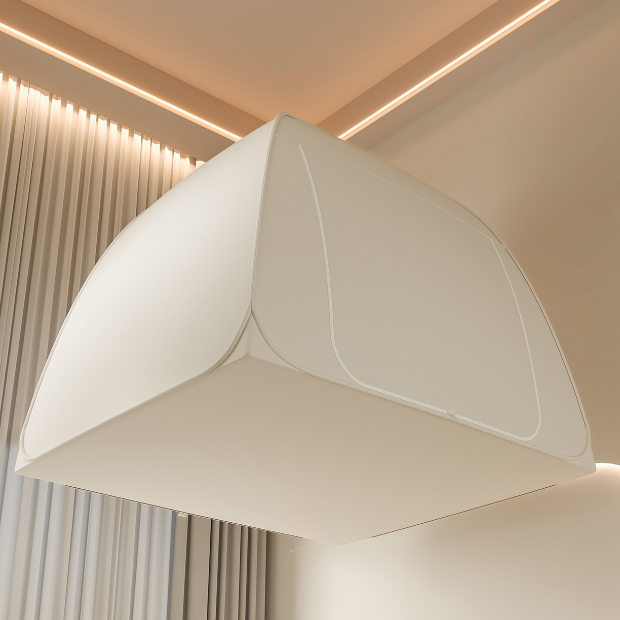 91家纺网 家纺一手货源 找家纺 海虹蚊帐 2025新款免安装保暖遮光钢丝蚊帐 浅米咖加厚全底