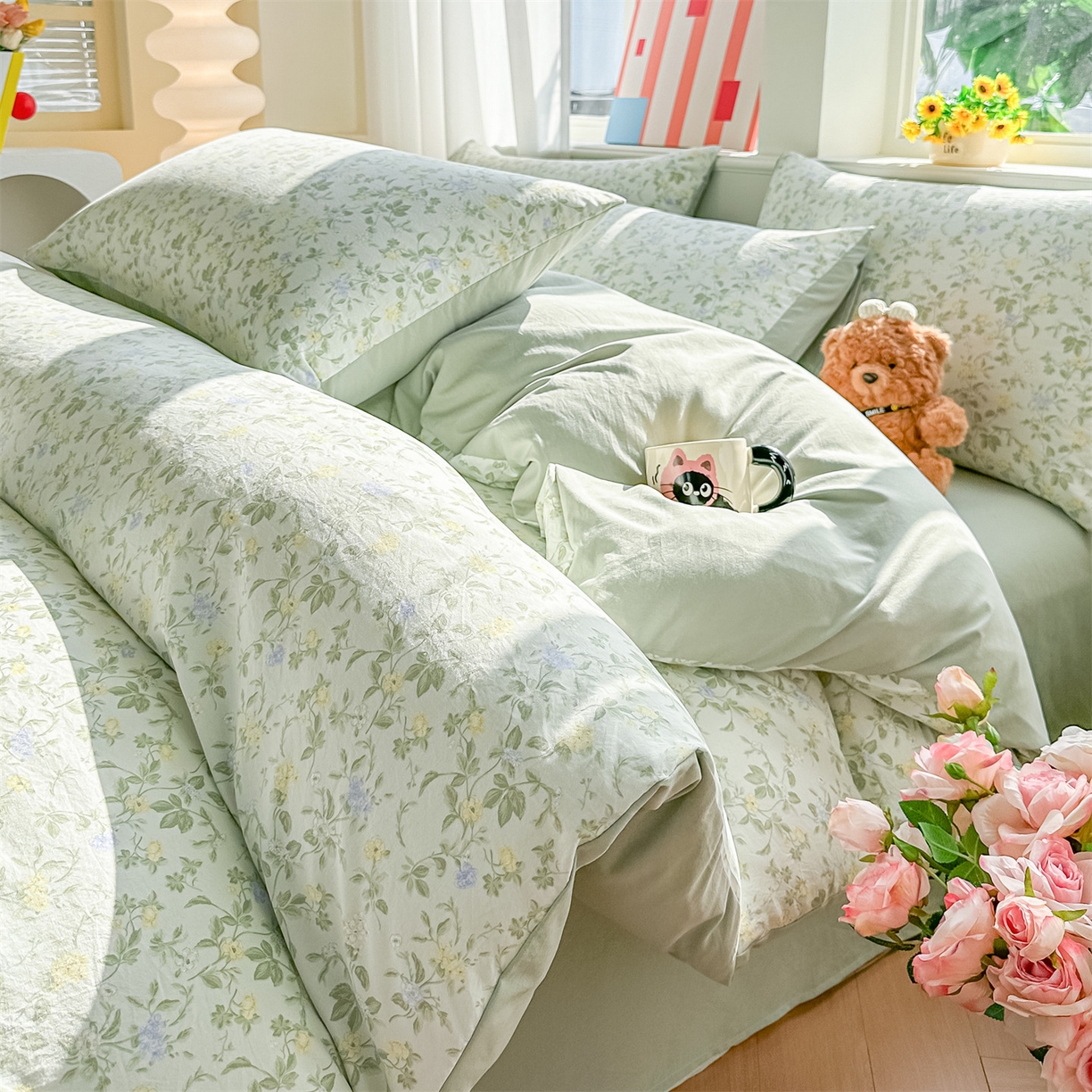 91家纺网 家纺一手货源 找家纺 （总）梦庭帛美 2026新款云朵A类三层纱印花四件套（提供买家秀）