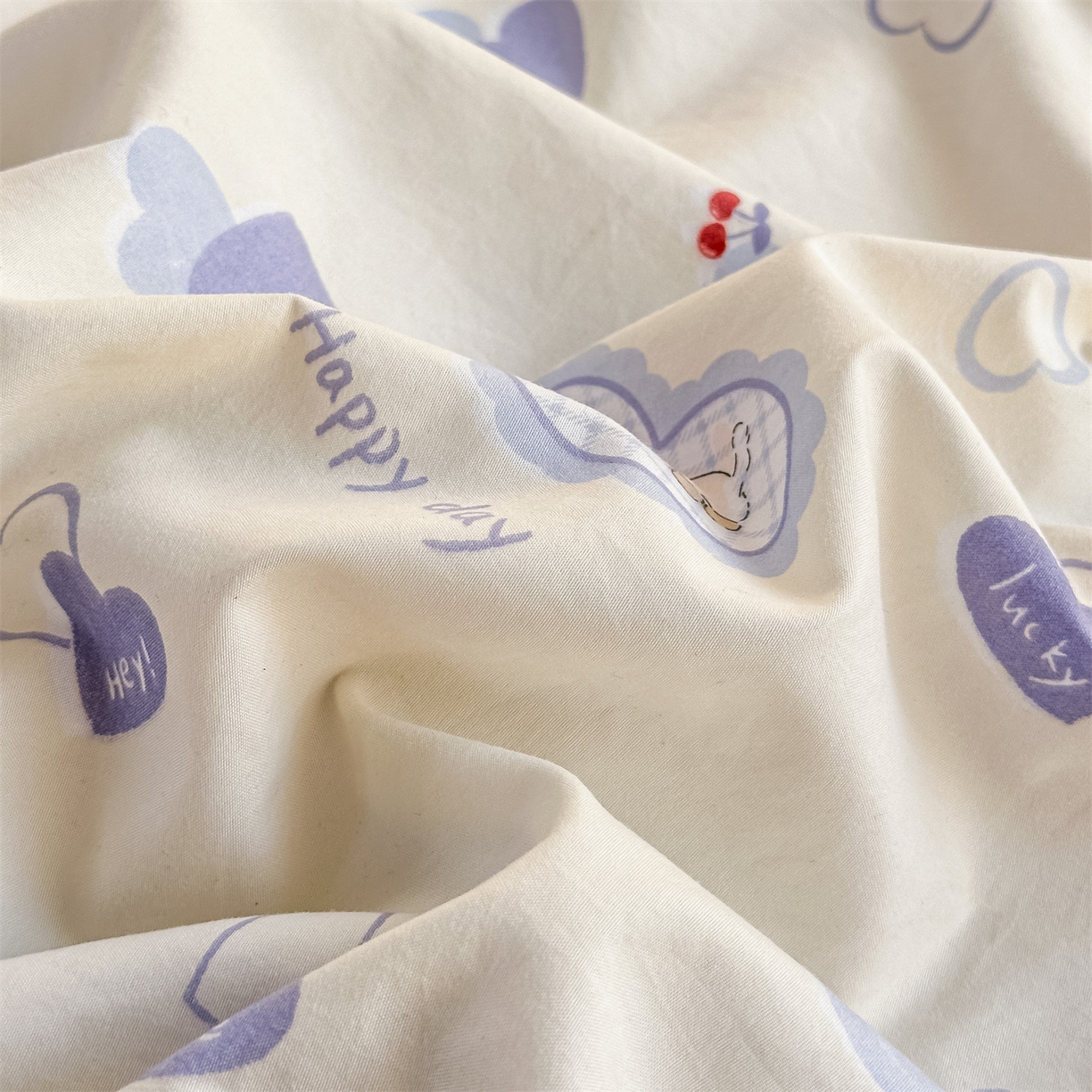 91家纺网 家纺一手货源 找家纺 梦庭帛美 2026新款云朵A类三层纱印花四件套（提供买家秀） 甜心狗