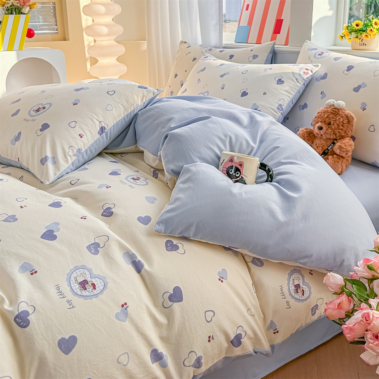 91家纺网 家纺一手货源 找家纺 梦庭帛美 2026新款云朵A类三层纱印花四件套（提供买家秀） 甜心狗