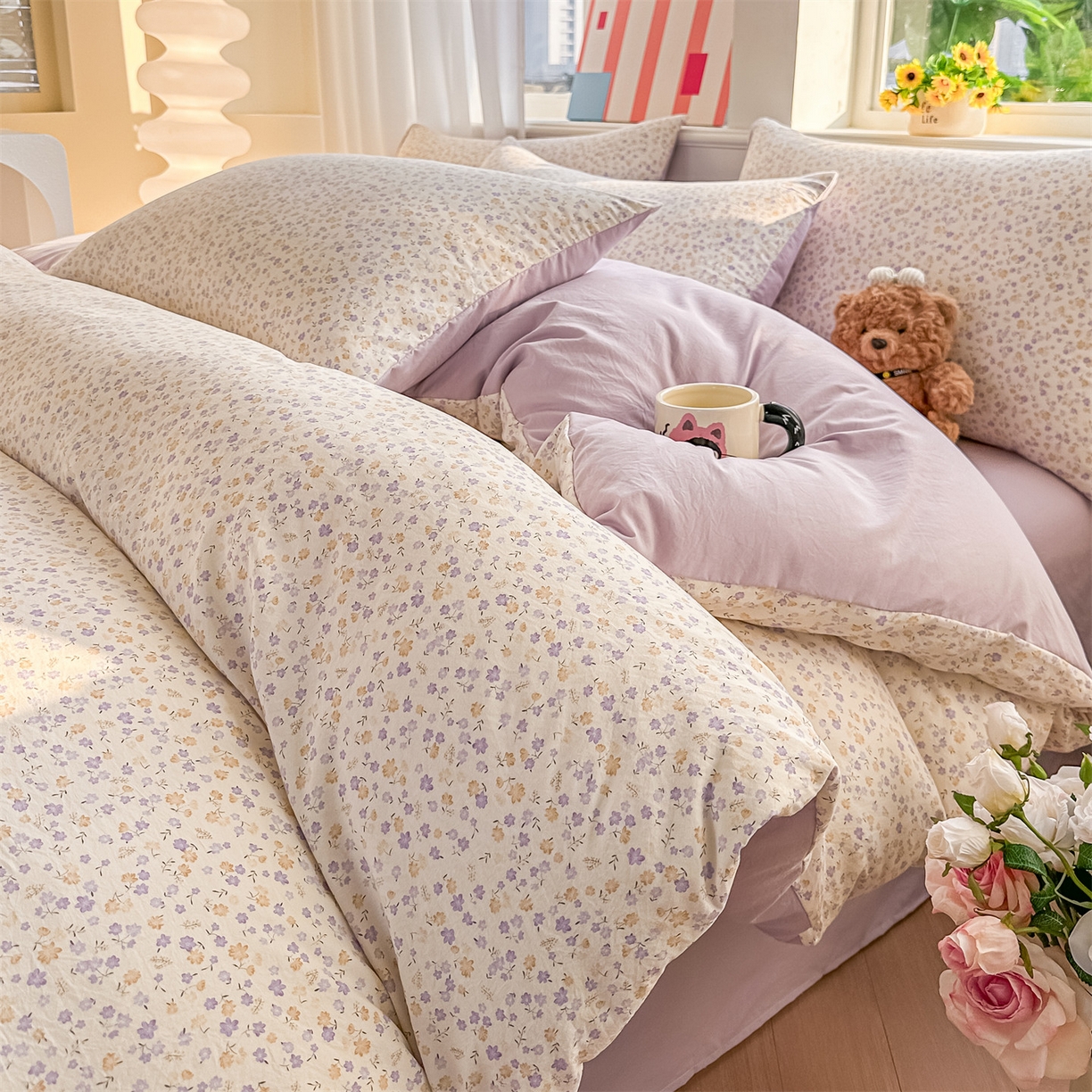 91家纺网 家纺一手货源 找家纺 （总）梦庭帛美 2026新款云朵A类三层纱印花四件套（提供买家秀）