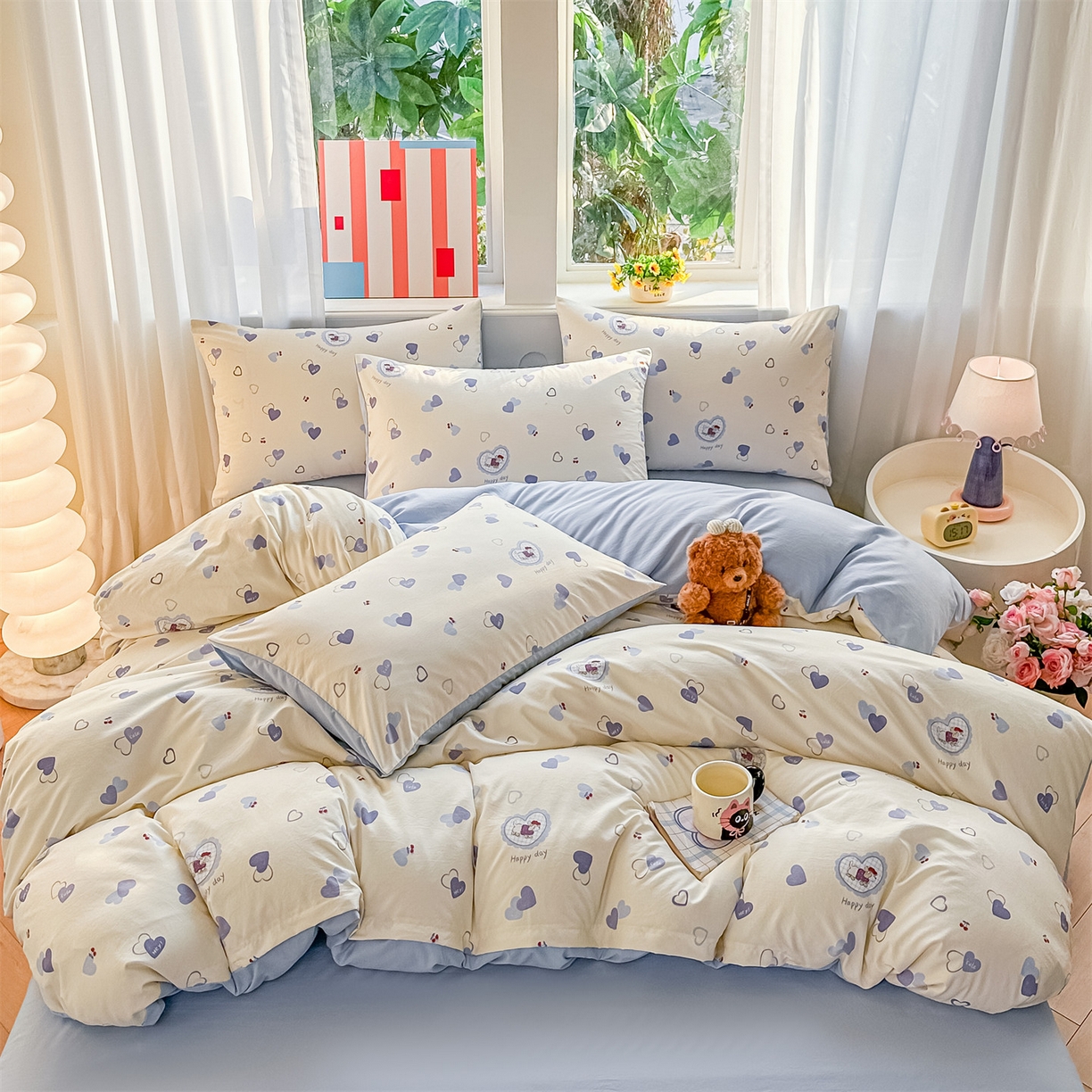 91家纺网 家纺一手货源 找家纺 梦庭帛美 2026新款云朵A类三层纱印花四件套（提供买家秀） 甜心狗