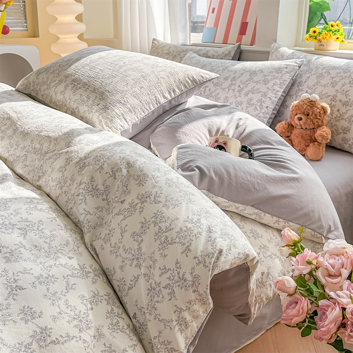 91家纺网 家纺一手货源 找家纺 （总）梦庭帛美 2026新款云朵A类三层纱印花四件套（提供买家秀）